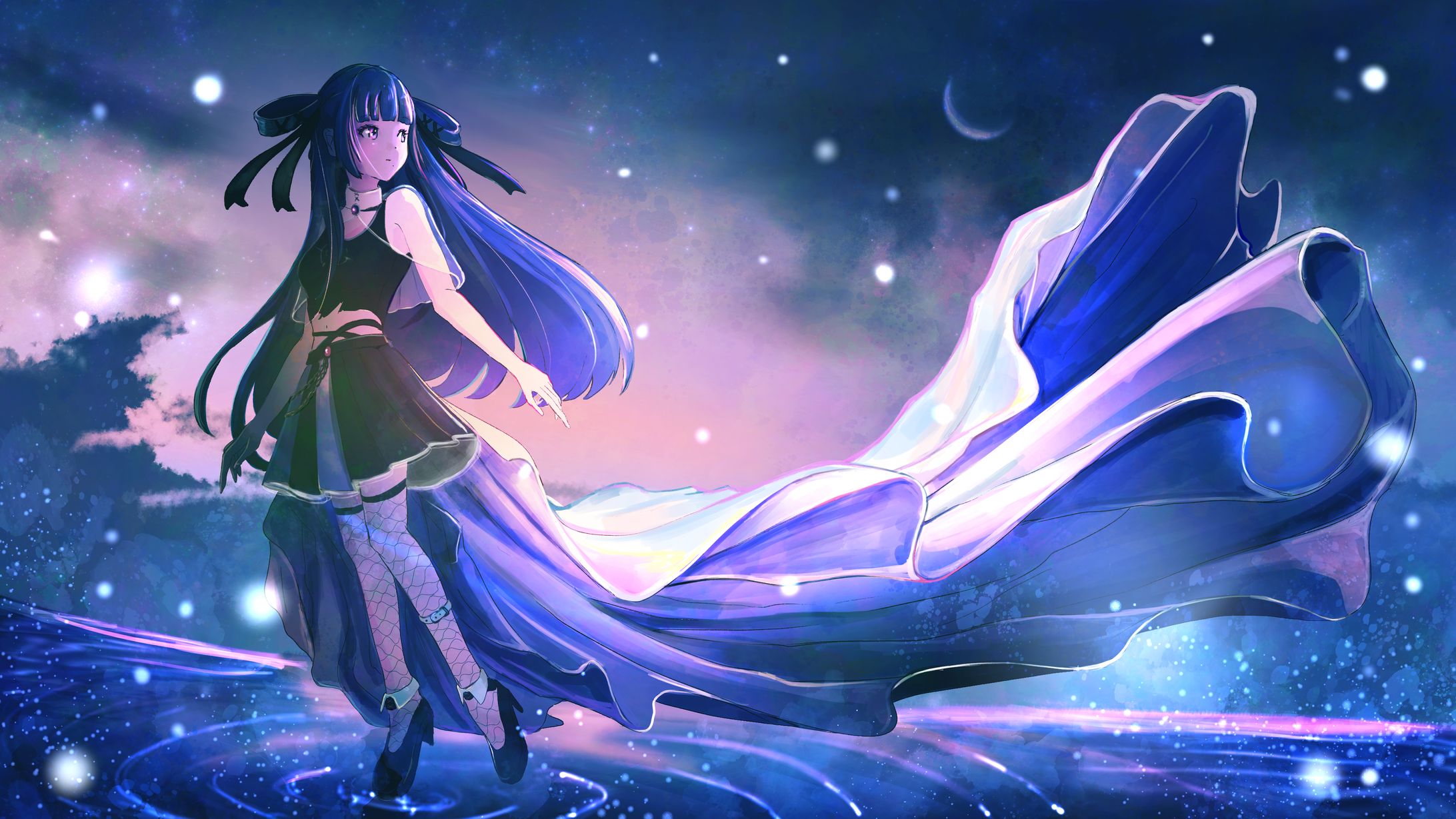 夜明けとホタル/n-buna 歌ってみた MVイラスト-1