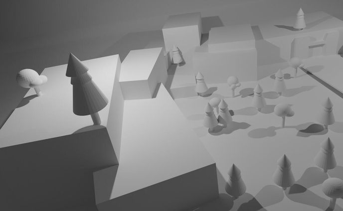 INFORMATICS Full 3D Blender uncolored scene of a game (2022)