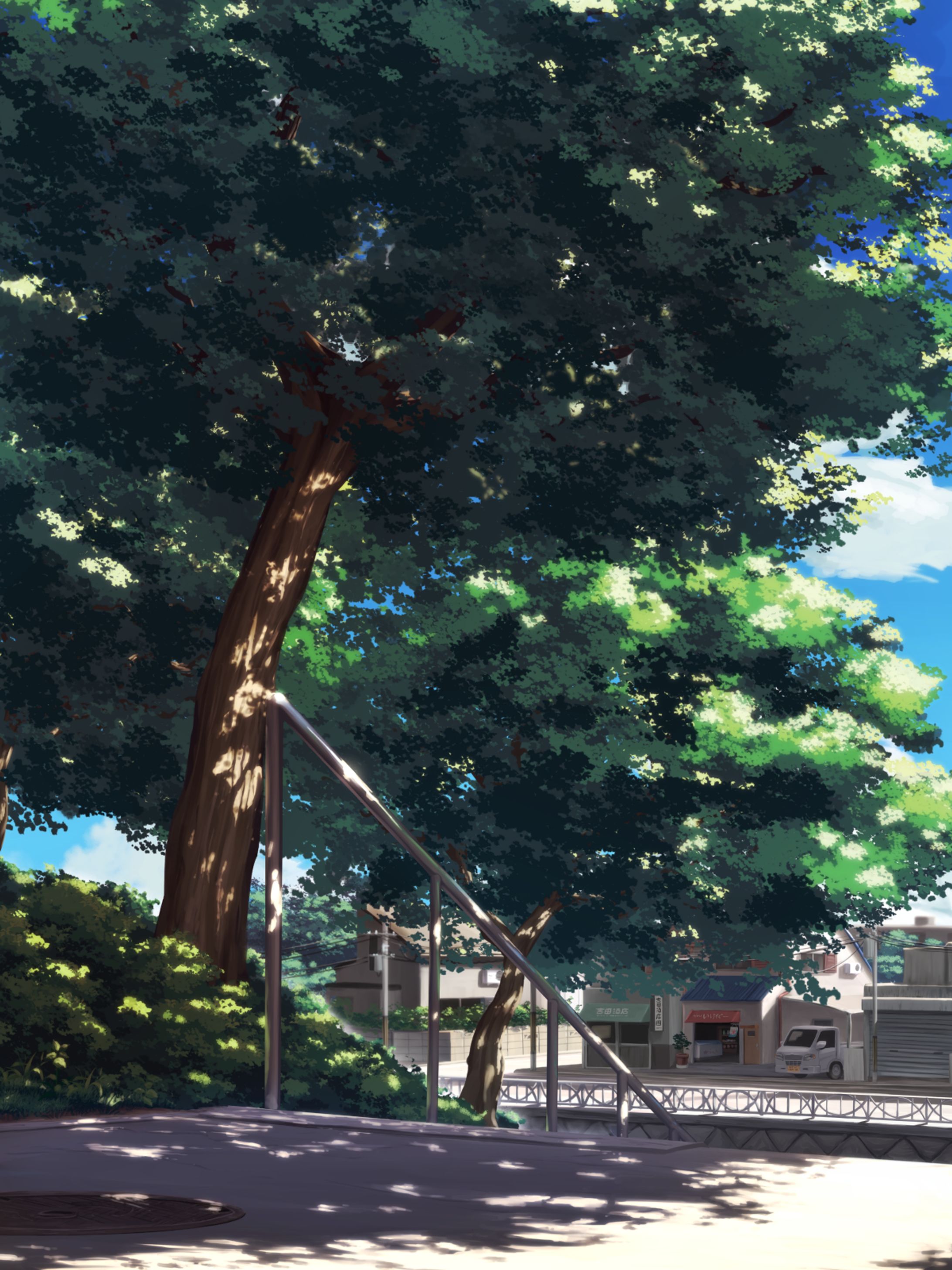 木漏れ日照らす夏の街並み-1