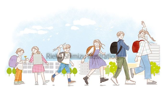 家族イラスト_はばたくランドセル2024ご入学者向けカタログ