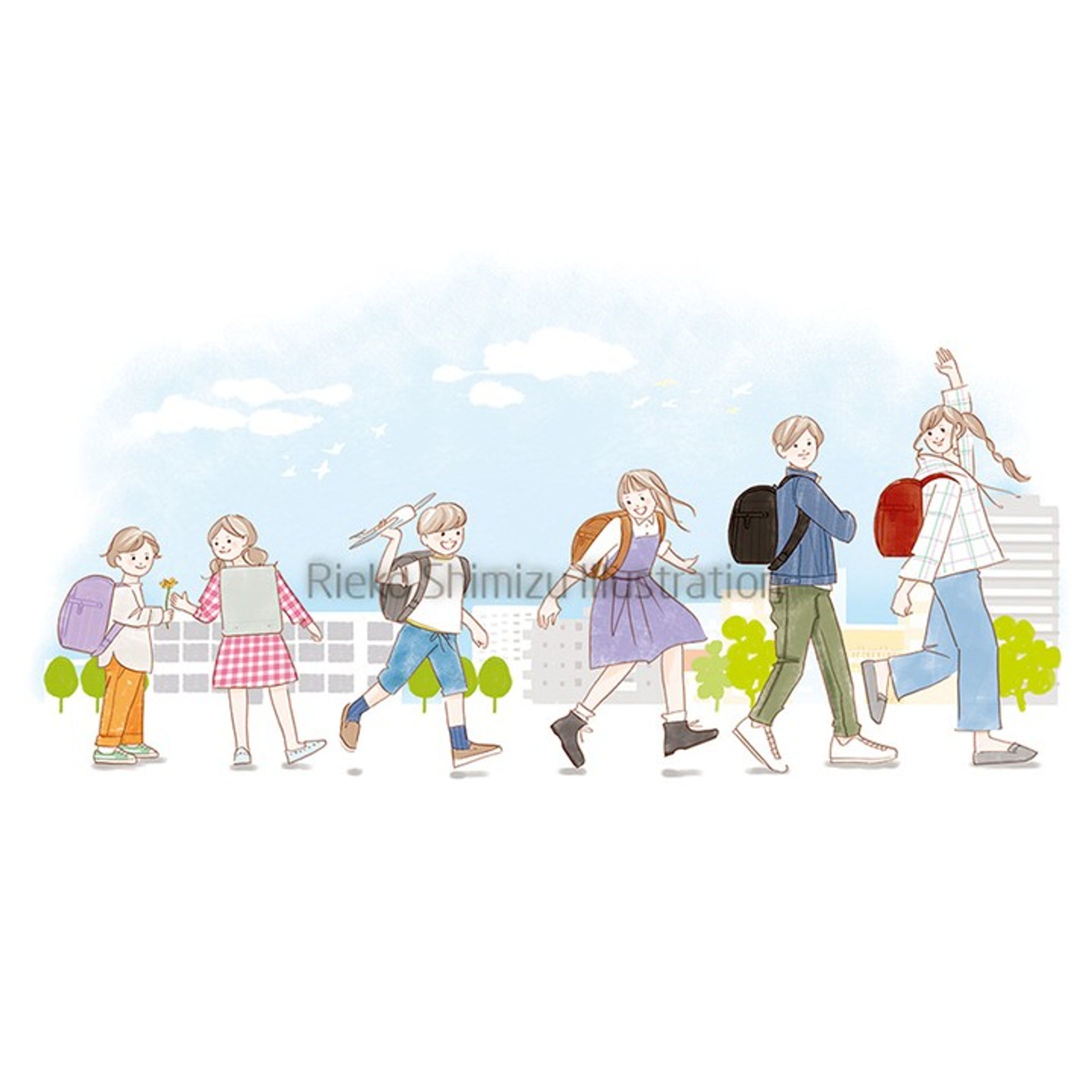 家族イラスト_はばたくランドセル2024ご入学者向けカタログ-1