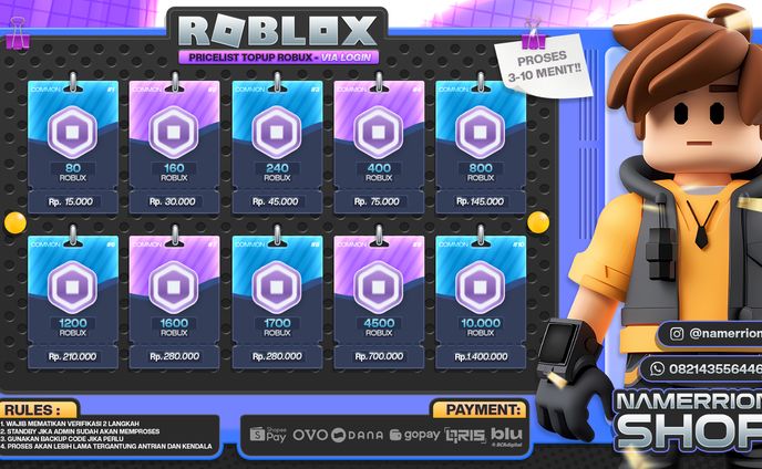 Pricelist Robux Namerrion | Commission Works