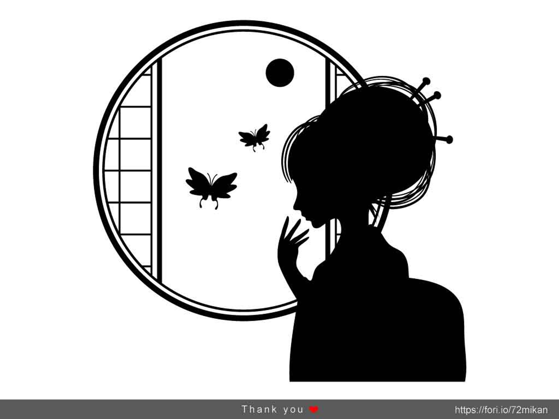 和風の女性のシルエット-1