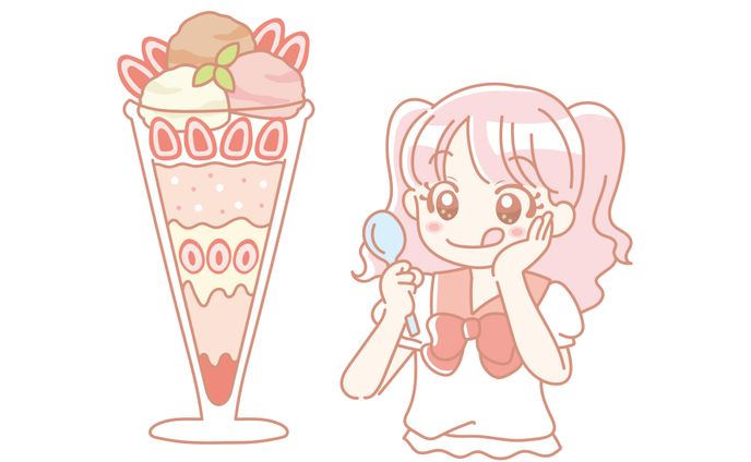 ポップな女の子＆パフェイラスト