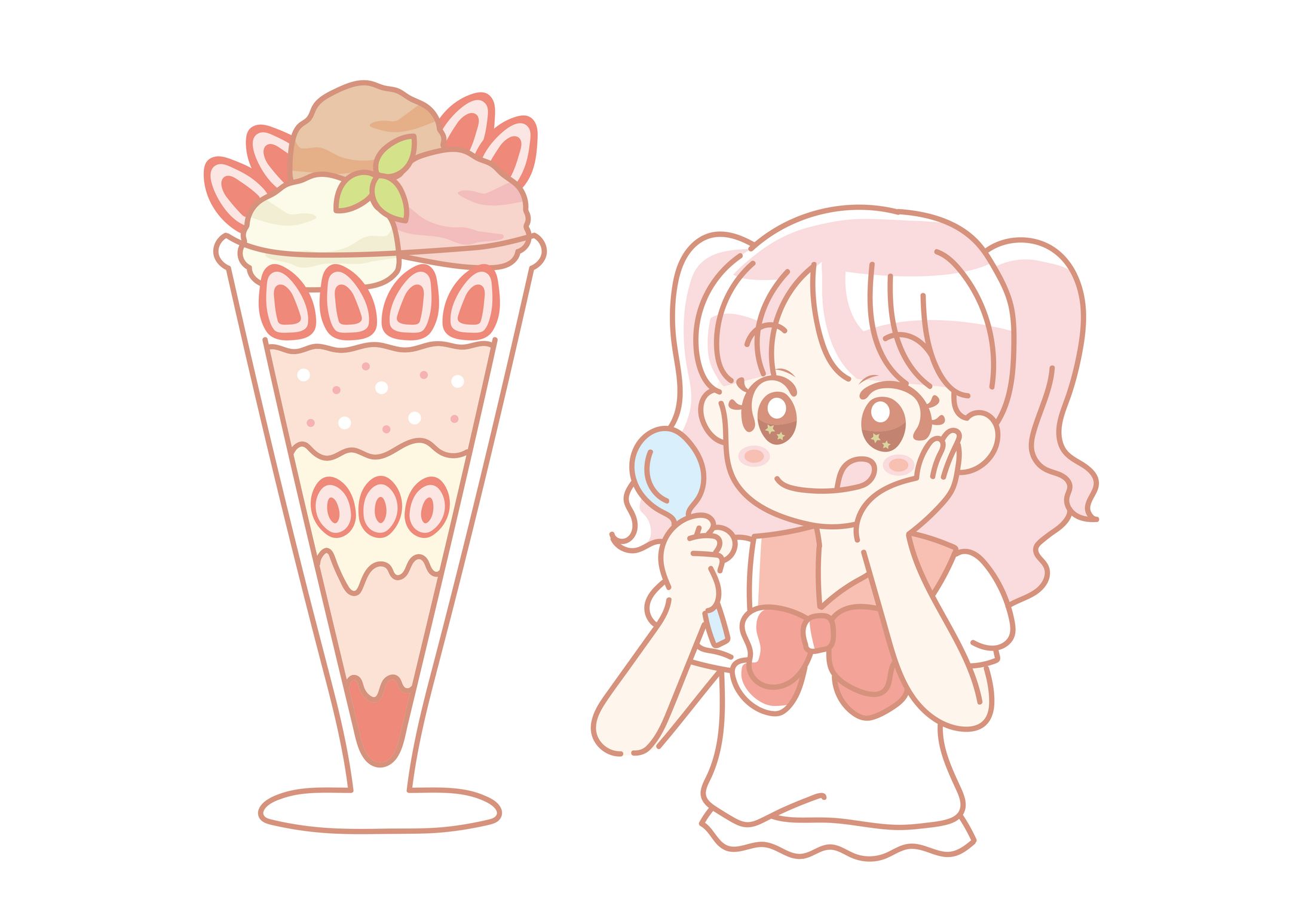 ポップな女の子＆パフェイラスト-1