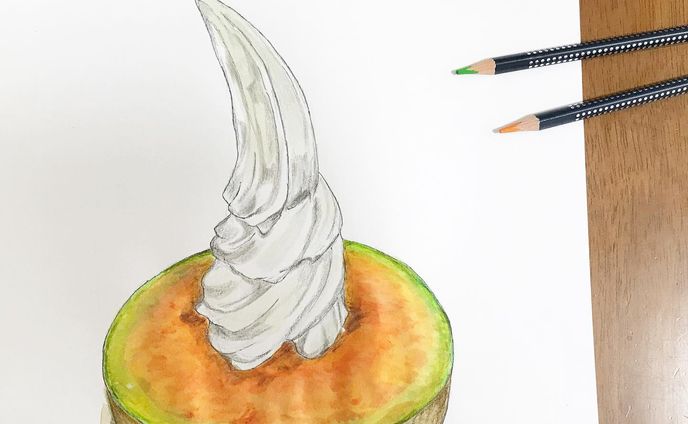 「メロンソフト」

こんな豪快な食べ方、北海道でしかできない気がします。先月、旅行で食べたソフトクリームを描きました🍈
.
#北海道 #メロン #ソフトクリーム #北海道旅行 #北海道グルメ #イラスト好きな人と繋がりたい #食べ物グラム #食べ物イラスト #スイーツ好きな人と繋がりたい #hokkaido #melon #trip #illustration #art #watercolorpainting #schetch #foodillustration