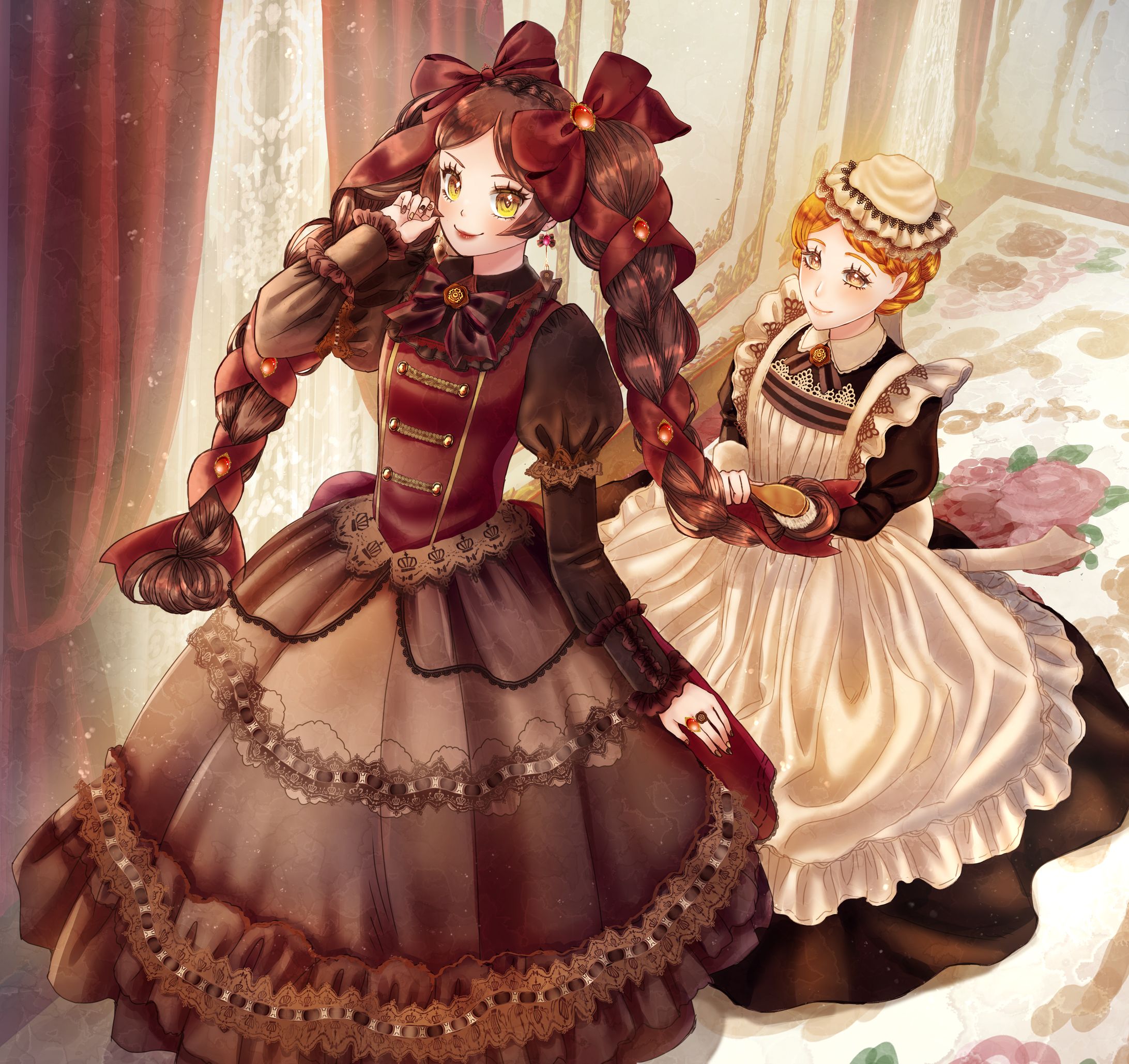 【イラスト】お嬢様とメイドさん-1