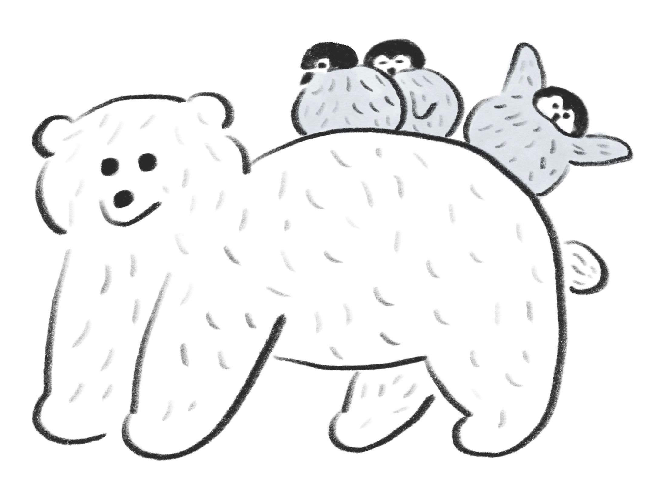 イラスト | シロクマこどもとペンギンこども-1