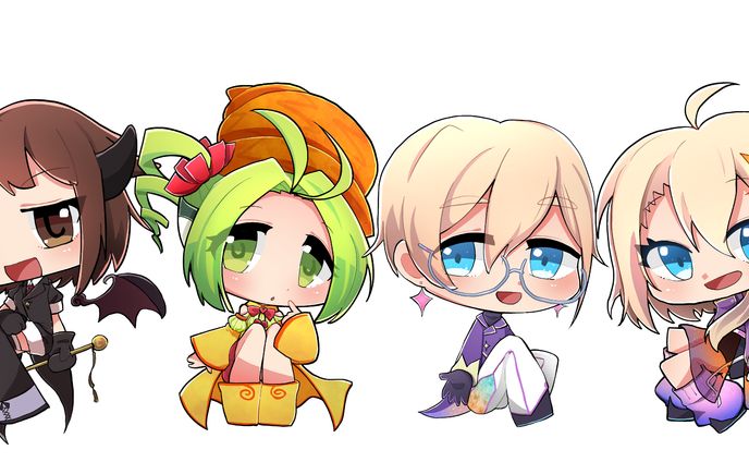 【ミニキャラ】「瓜音ウリ(第一)」「明星ハル」「明星アニマ」「唯月あかね」