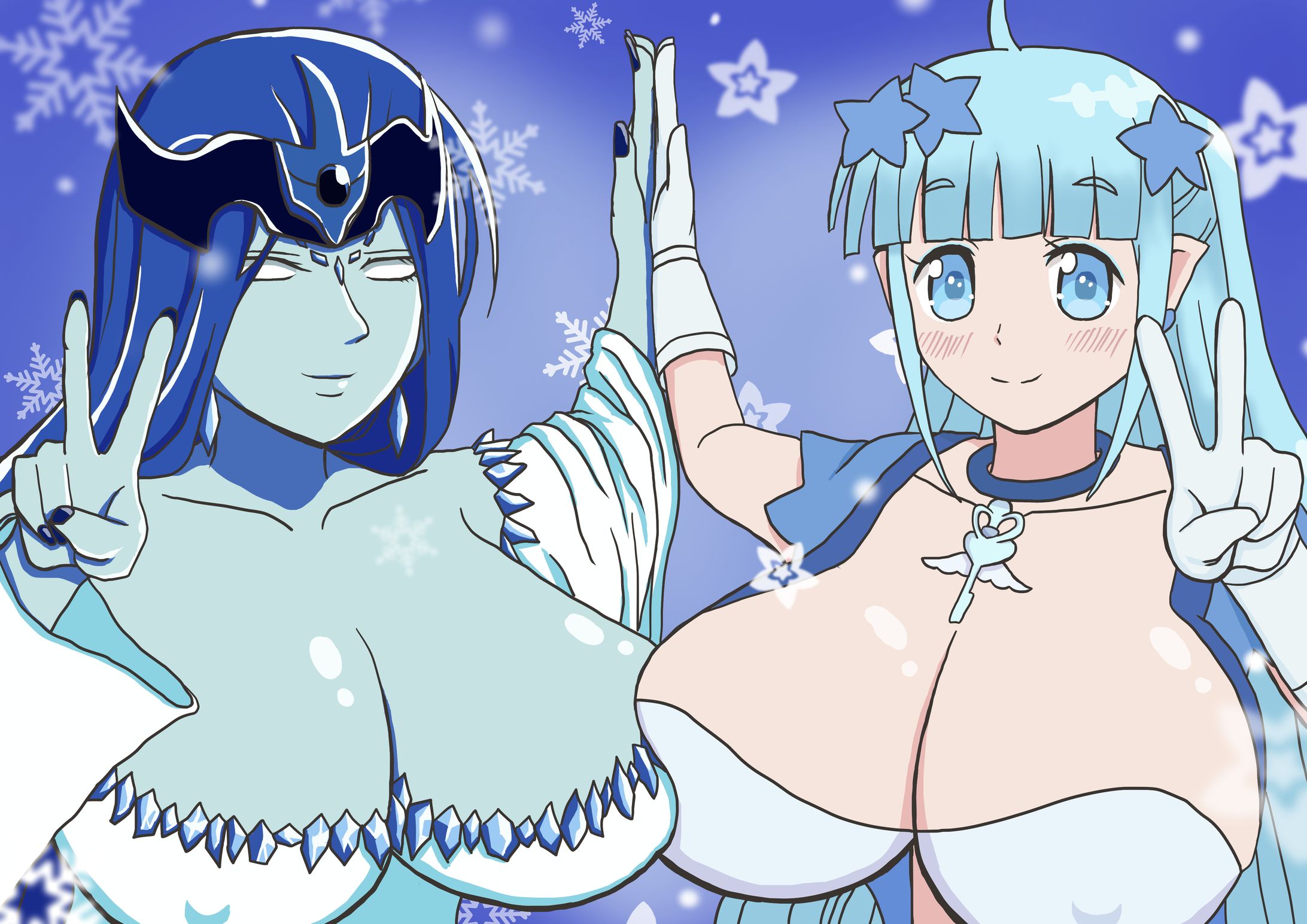 リクエストイラスト（ウルボーグの雪女とリルリルフェアリルのりん）-1