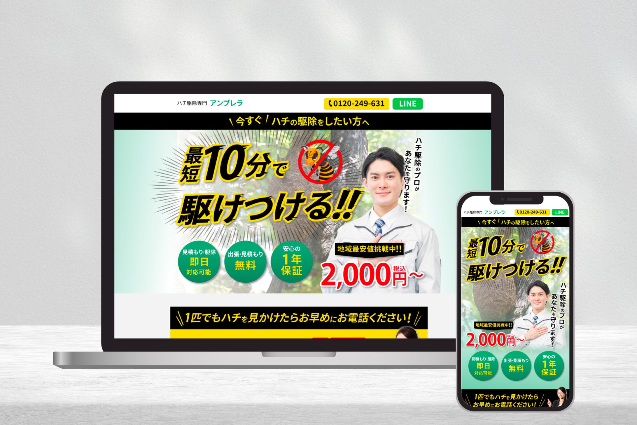 ハチ駆除サービスのランディングページ-1