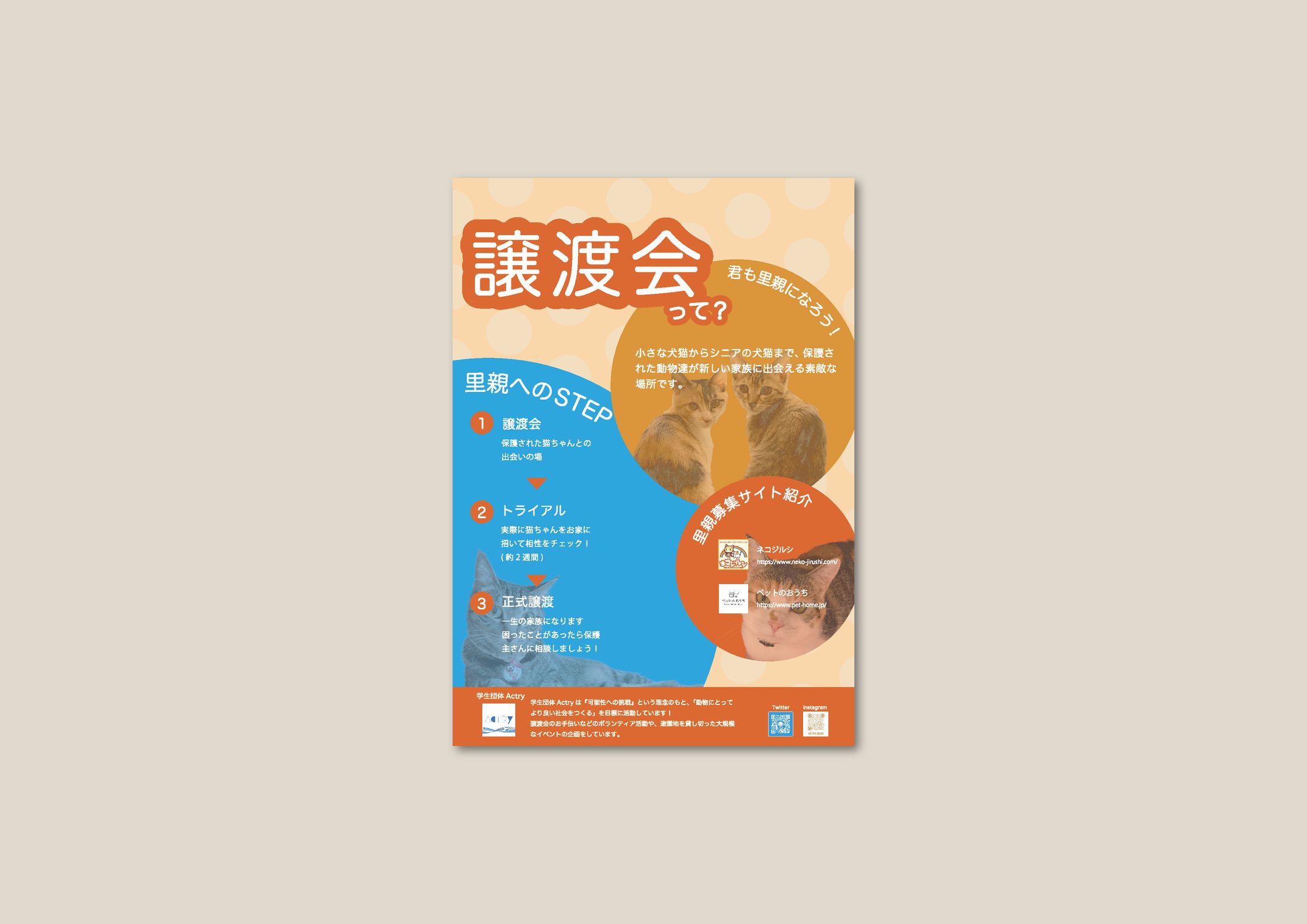 案件：学生団体Actry様の譲渡会の告知チラシ-1