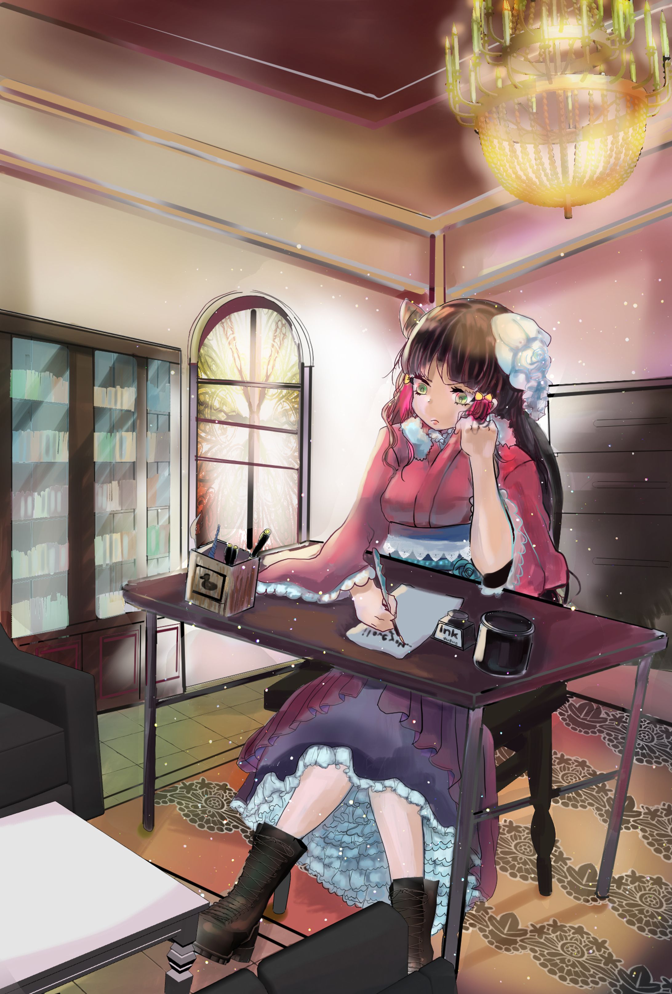 オリジナルラブレターを書く大正娘-1