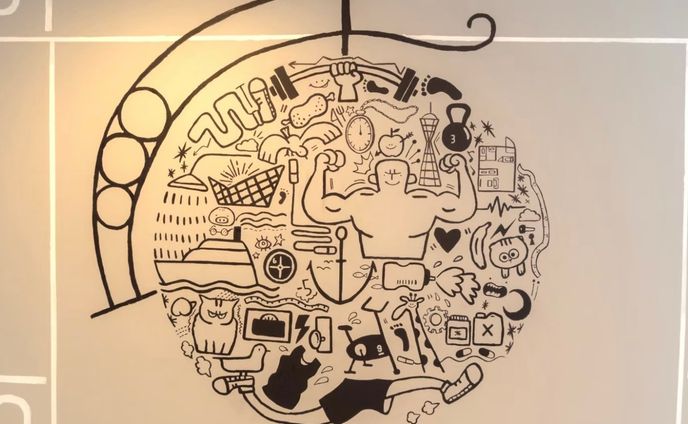居留地fitness 壁画制作
