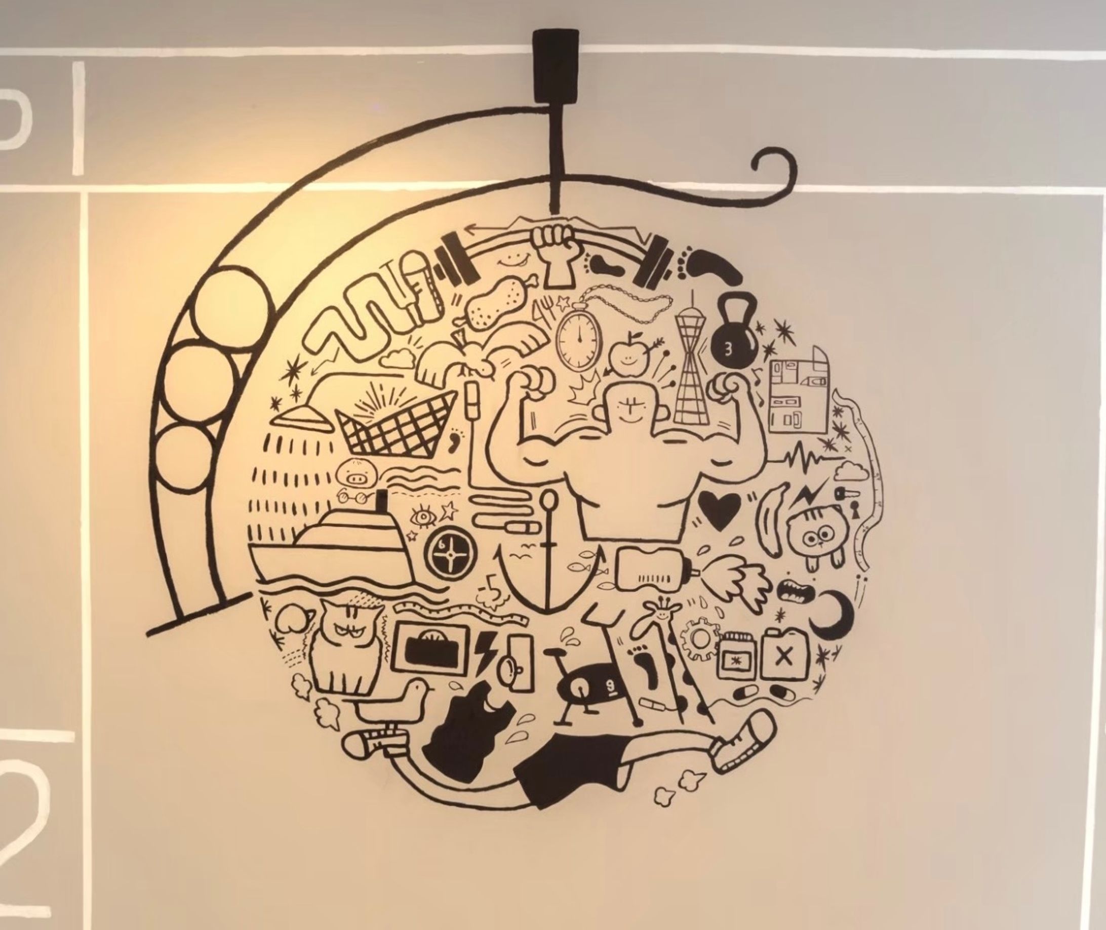 居留地fitness 壁画制作-1