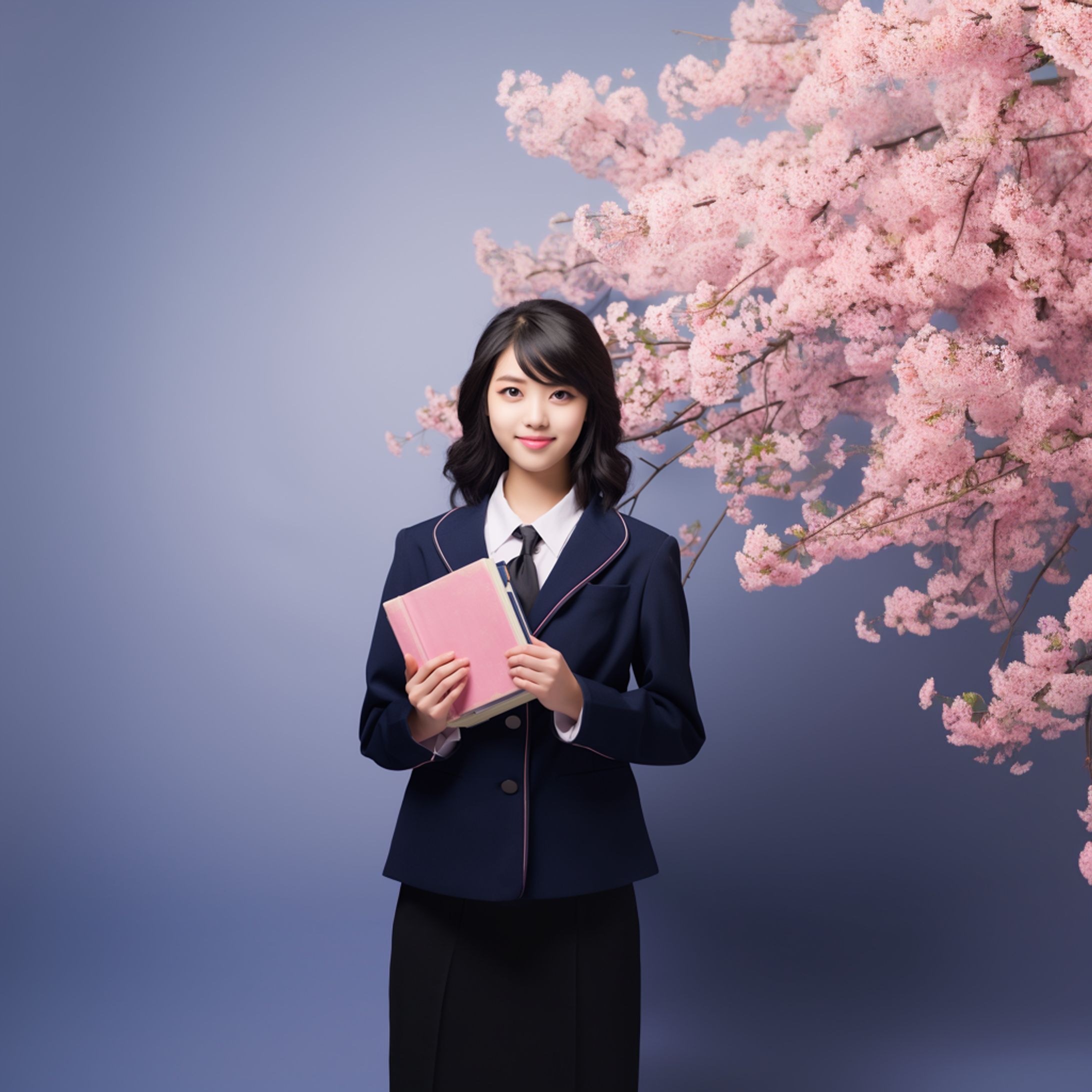 桜と学生-1