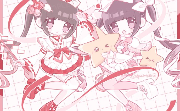 ちえり様／「巫女みこナース・愛のテーマ」 「ガチャガチャきゅ〜と・ふぃぎゅ＠メイト」カバー動画用イラスト