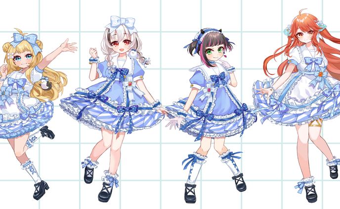 Vtuber 南島ピオン様/ 霜鸟リコ様/リタ様/花宮うなぎ様 歌ってみたイラスト