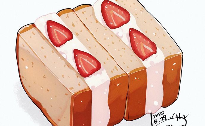 イチゴサンド
甘酸っぱいイチゴと生クリームの甘さがちょうど良くて、ついついイチゴサンド見ると手が伸びてしまう☺️
 #いちごサンド  #サンドイッチ  #フルーツサンドイッチ  #いちご  #食べ物イラスト  #飯テロ  #飯テロイラスト  #foodillustration  #strawberrysandwich  #foodart  #sandwich