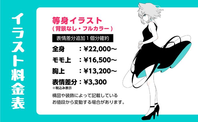 等身イラスト　料金表