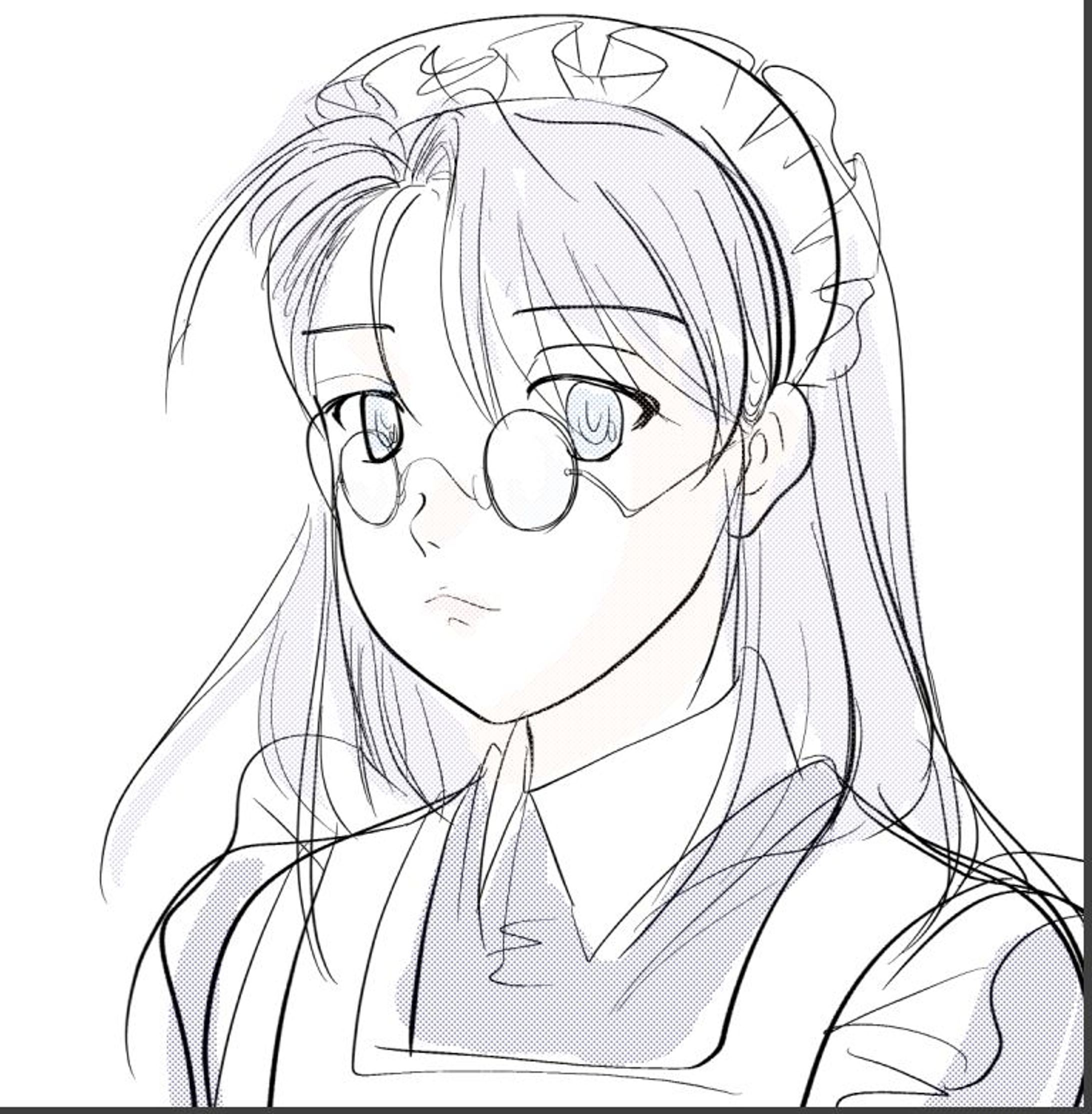 メイドさん線画-1
