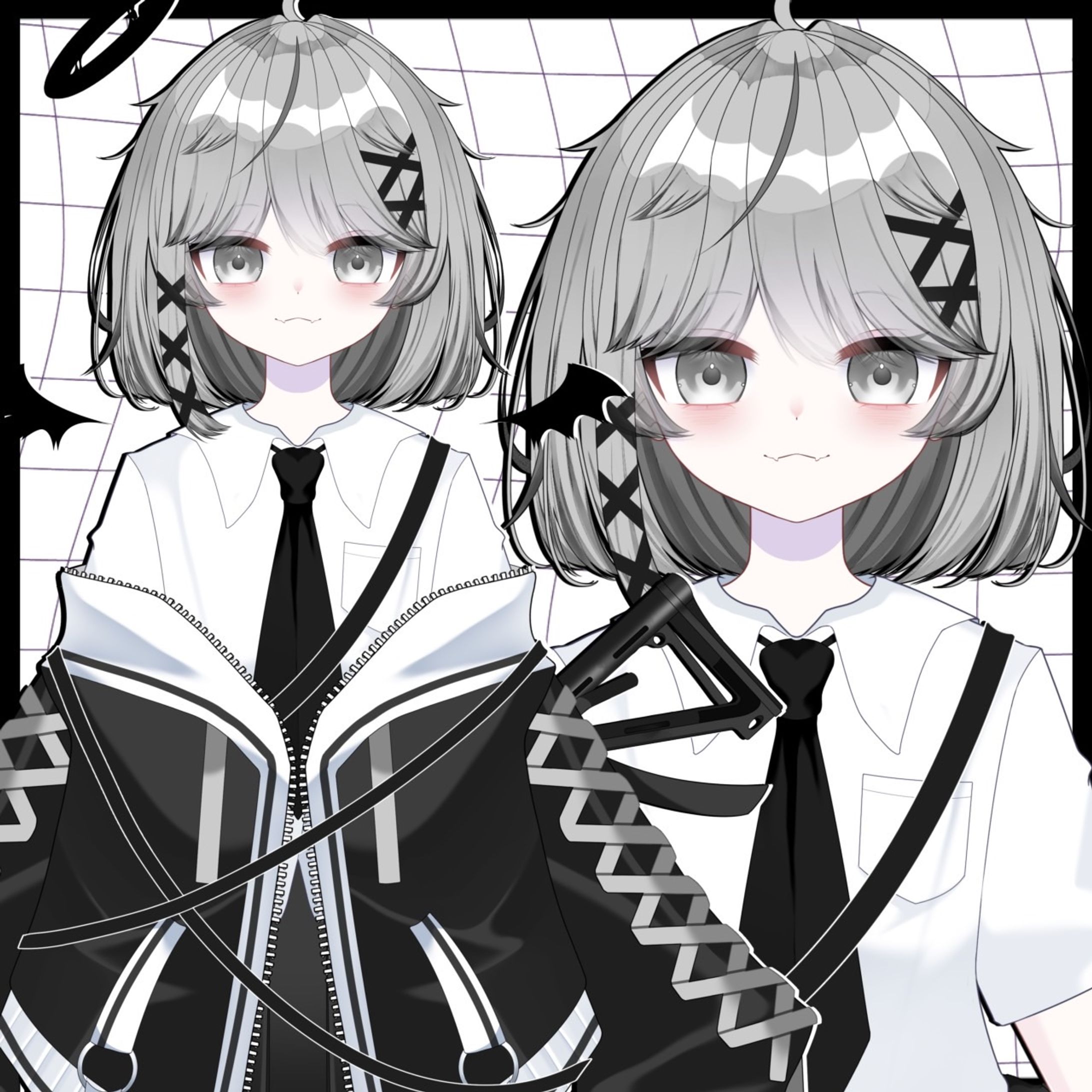 堕天使の女の子/パーツ分けイラスト-1
