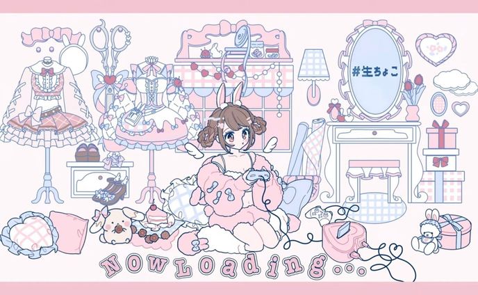 配信待機画面、所属サークルの作品