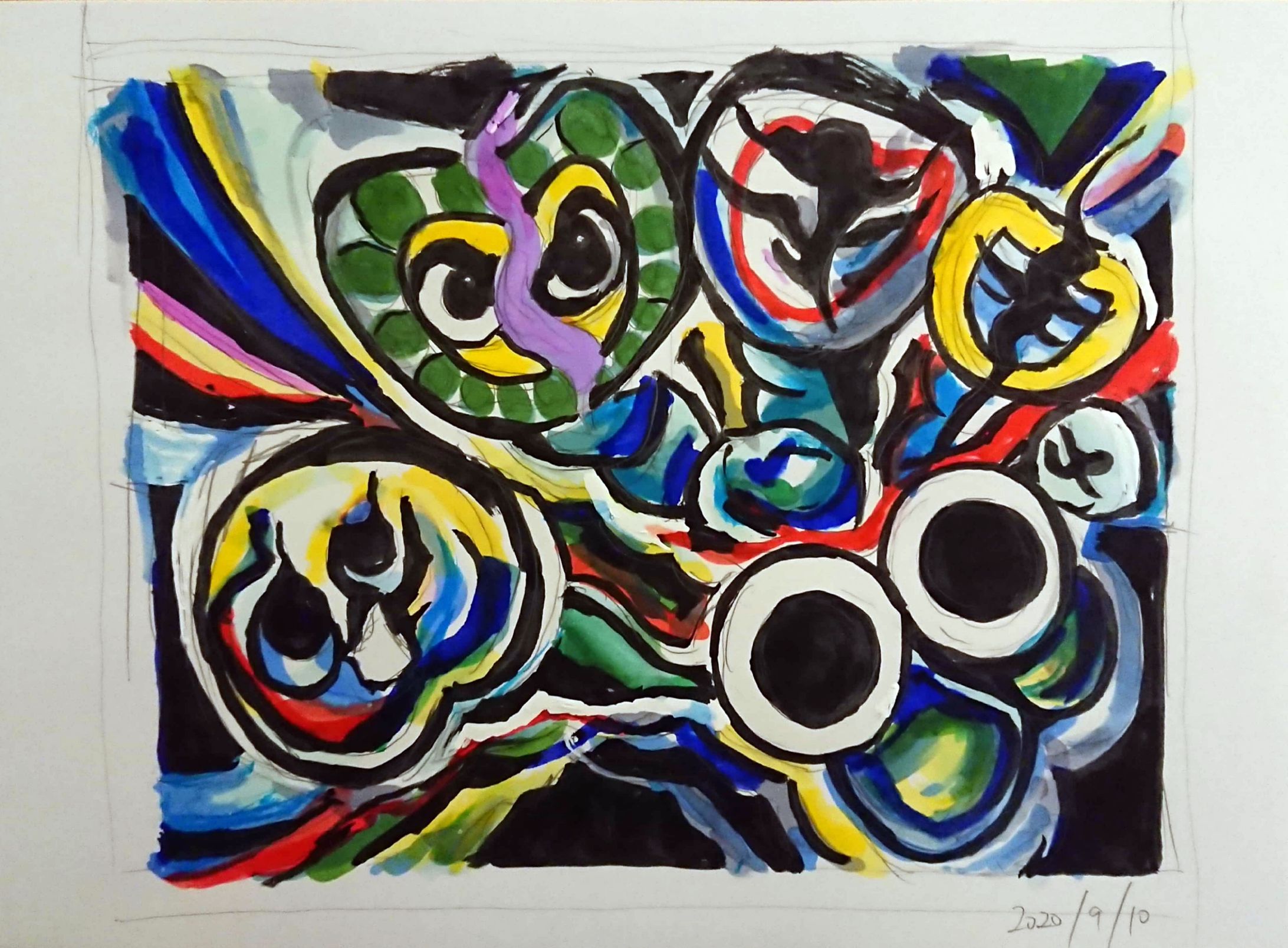 模写　岡本太郎　「手の顔」　2020.9.10-1