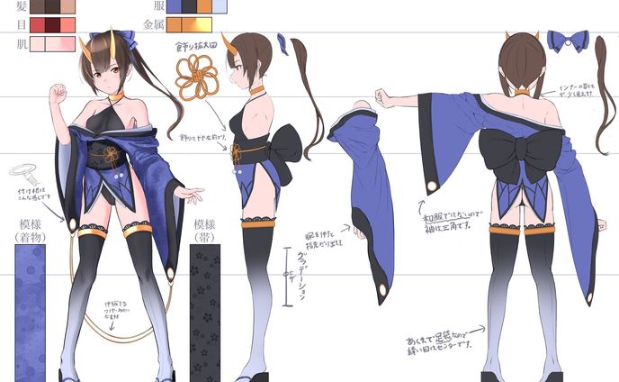 オリジナルキャラ三面図