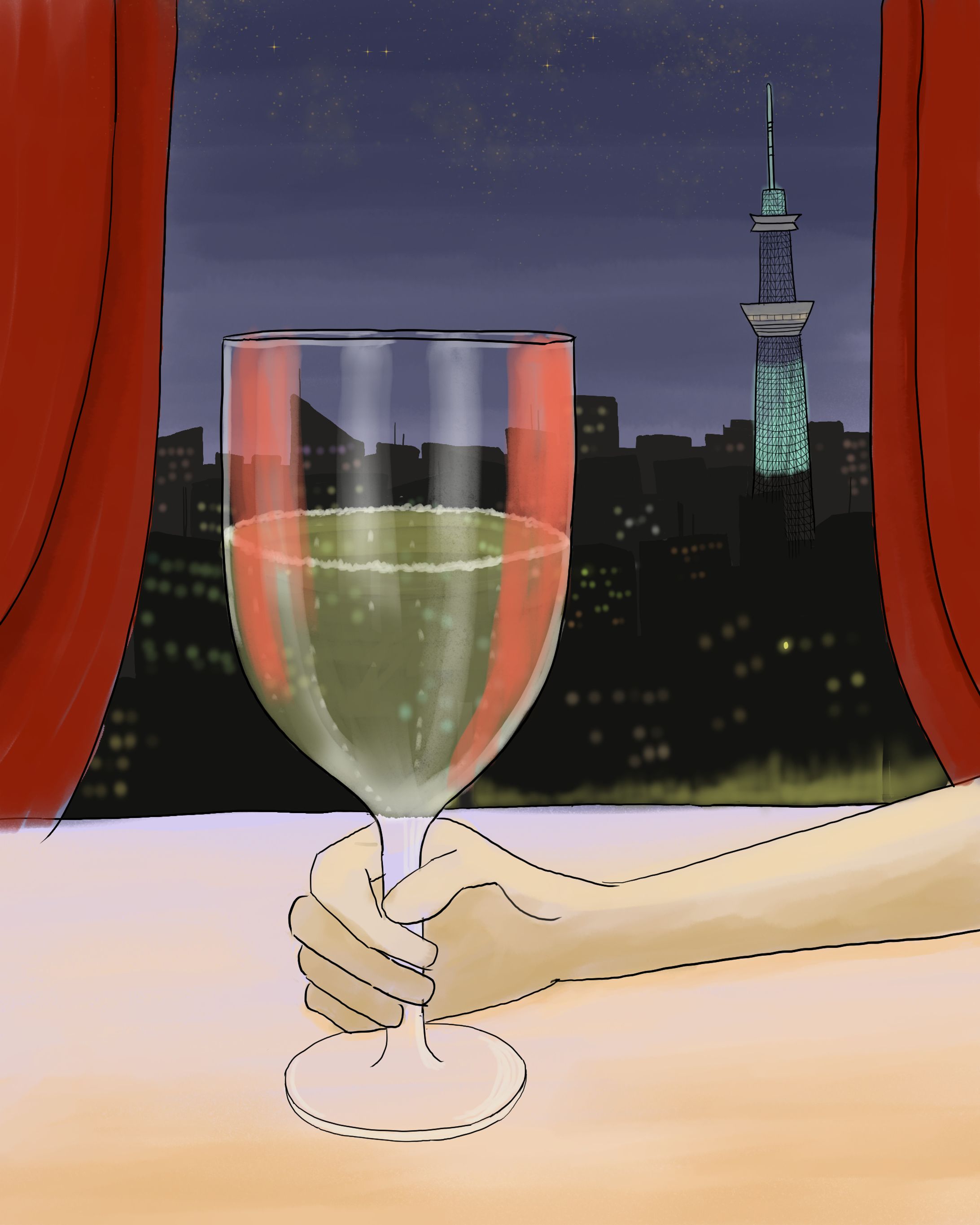 While drinking a glass of wine-1