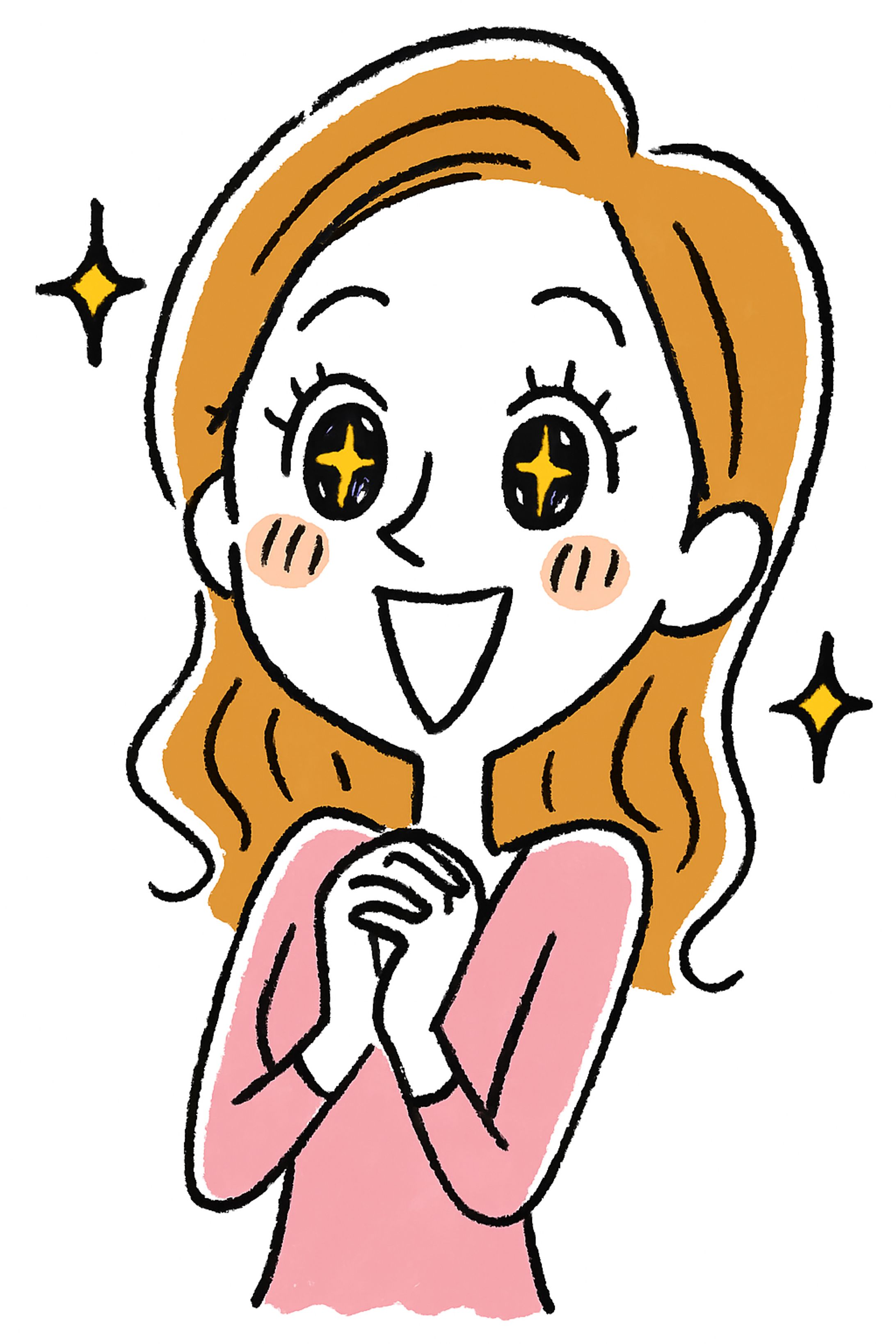 目をキラキラさせて喜ぶ女性｜A Woman Delighted with Sparkling Eyes-1