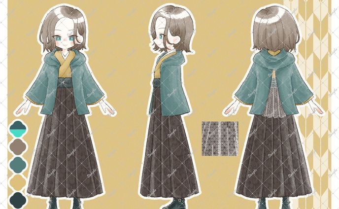 pixel art、三面図