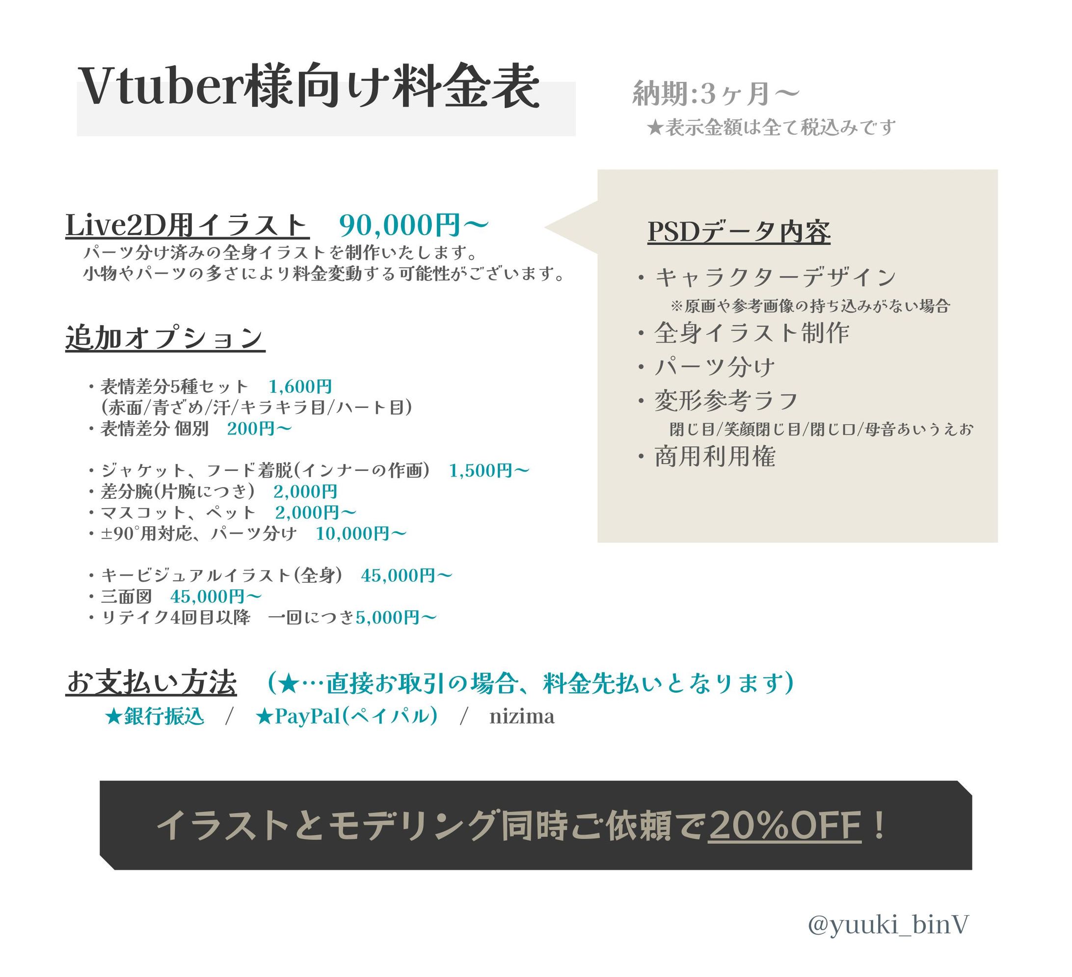 Vtuber様向け料金表　2024年改訂版-1