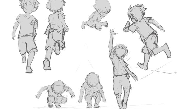 少年の走りジャンプ-練習絵
