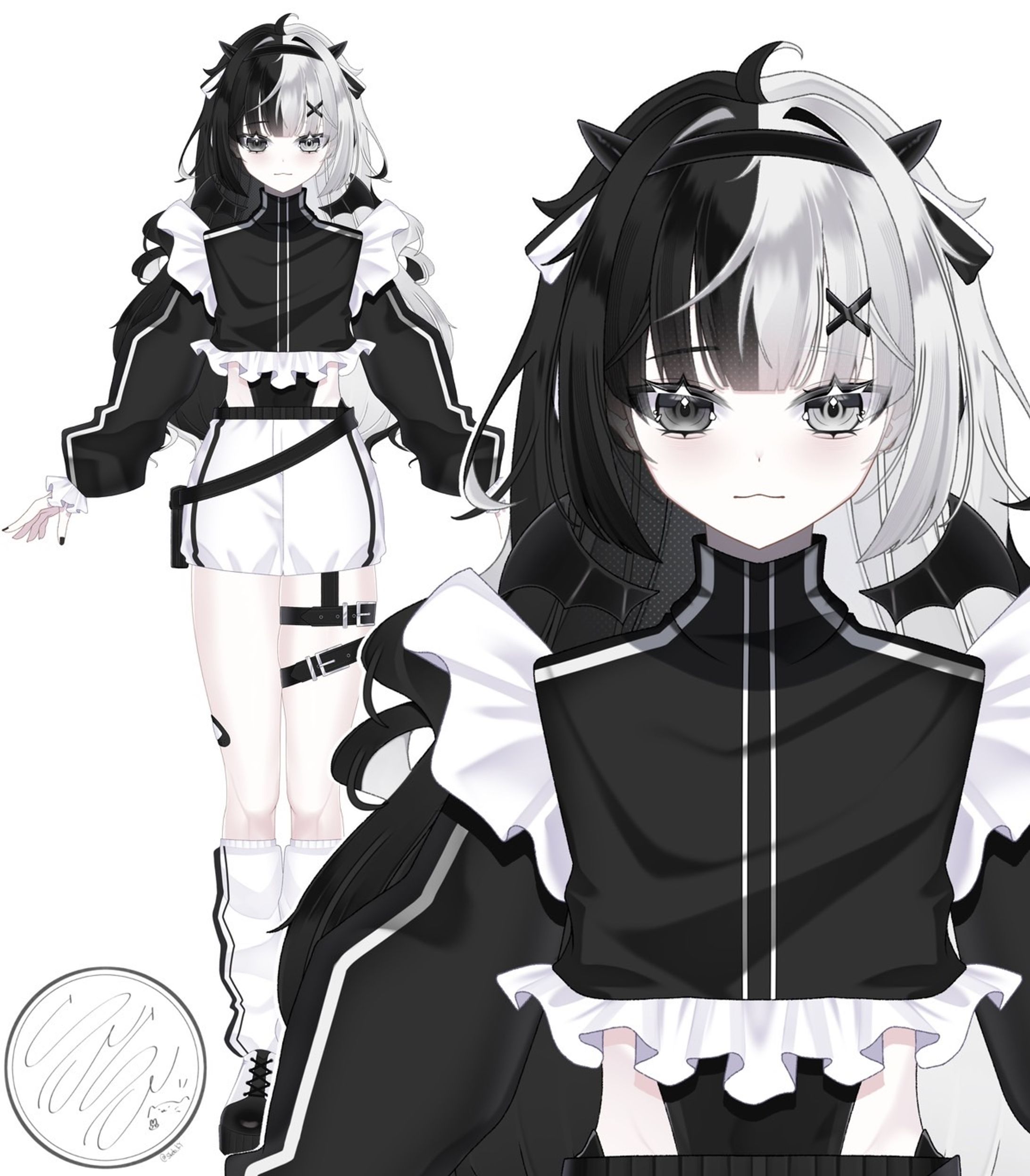 白黒ツートン/パーツ分けイラスト-1