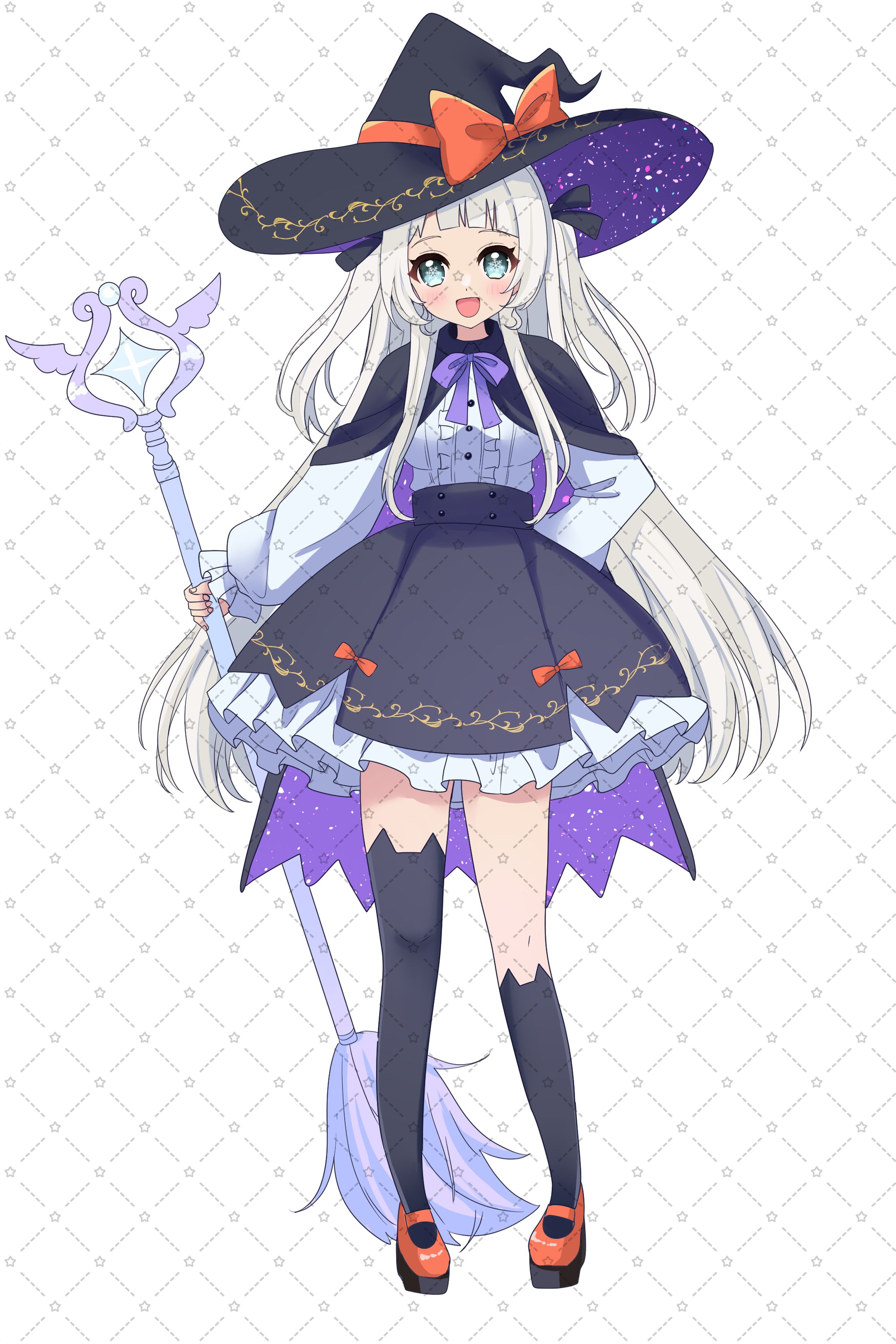 白いロングヘアの女性-1