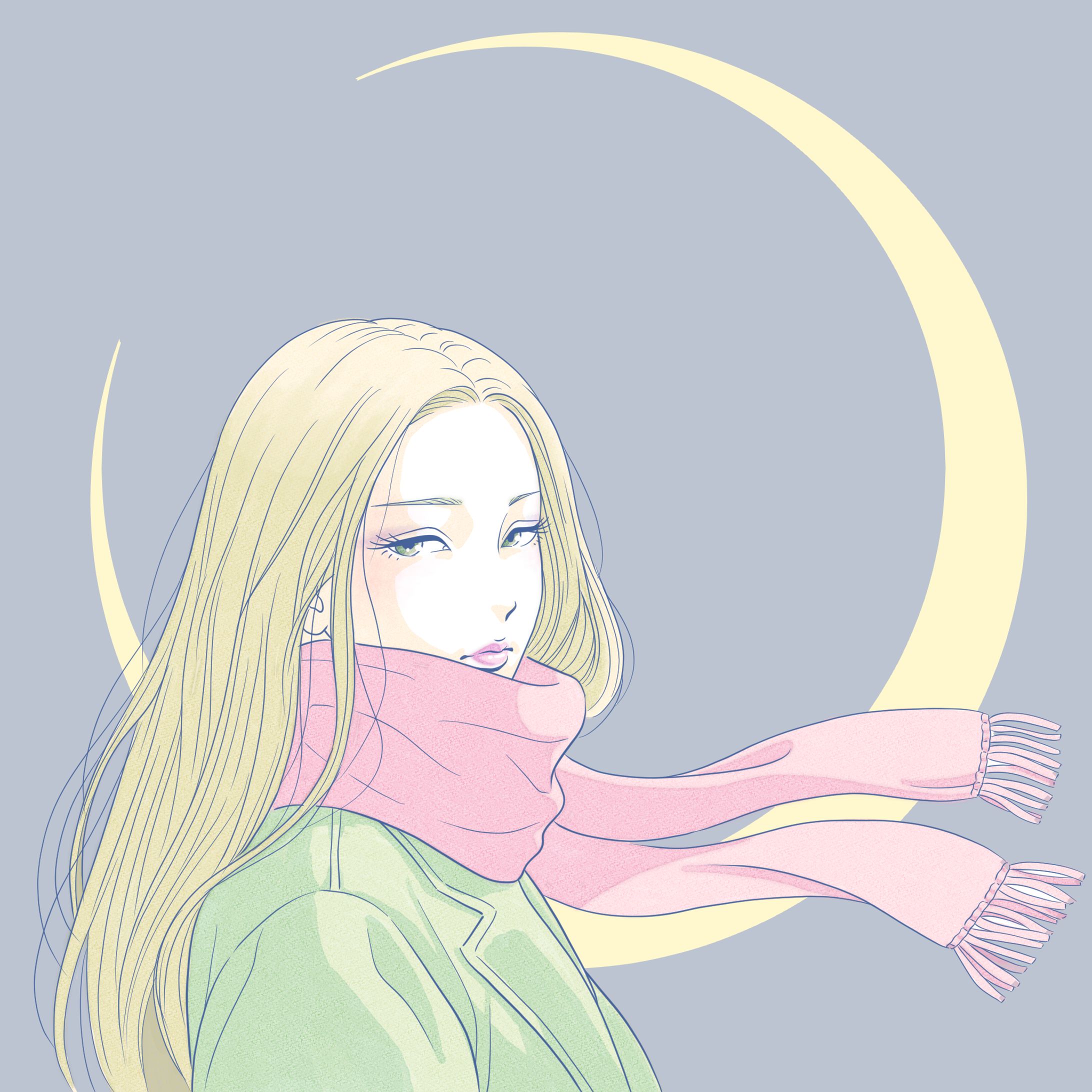 月に想う女性-1