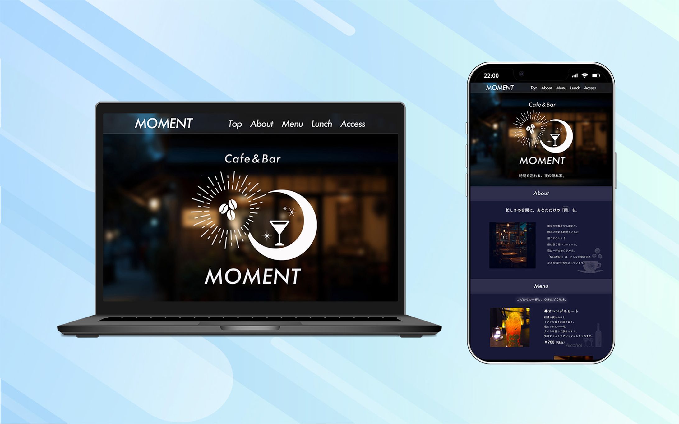 【納品実績】（株）Timers様｜夜カフェMOMENTのページデザイン-1