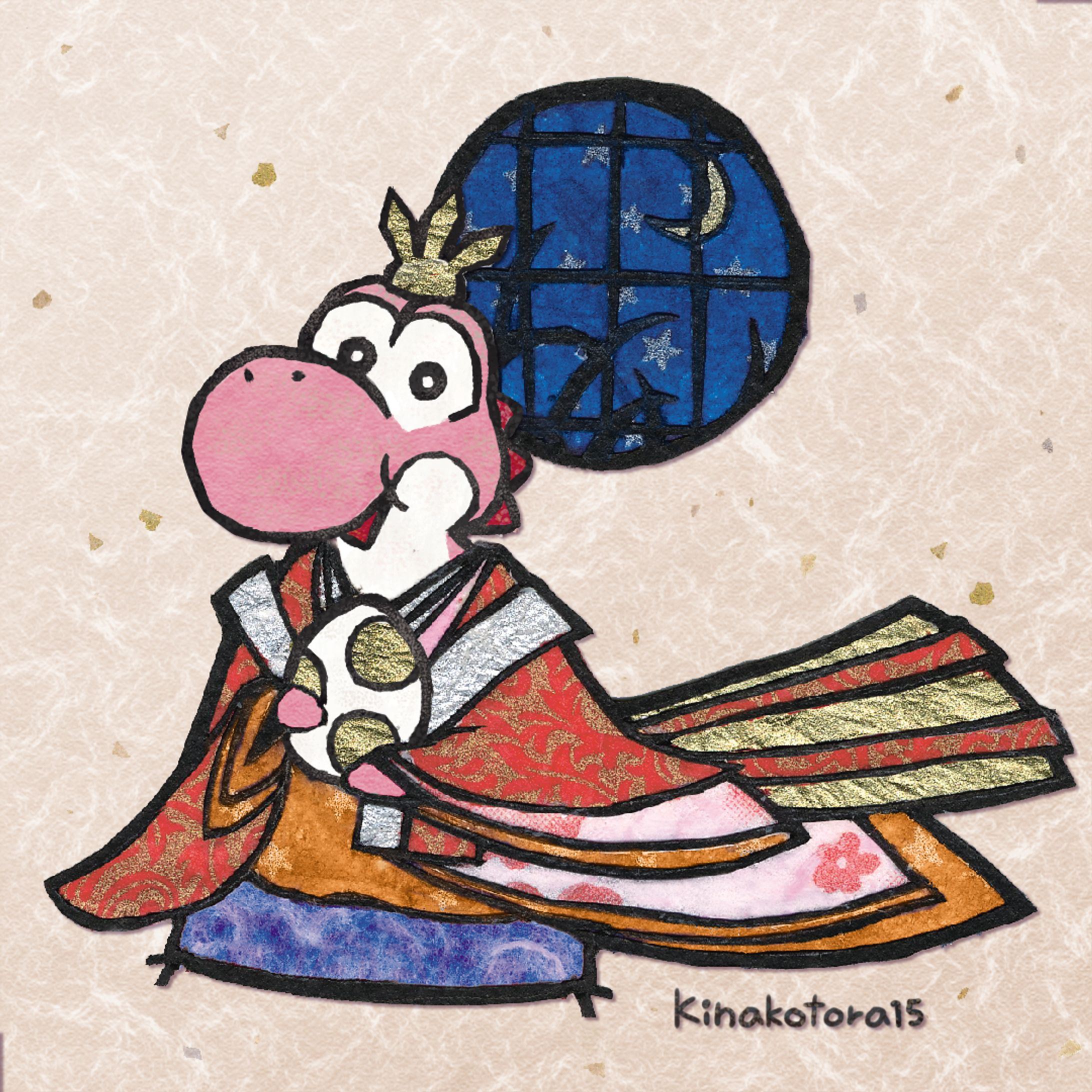 雛祭切り絵ヨッシー-1