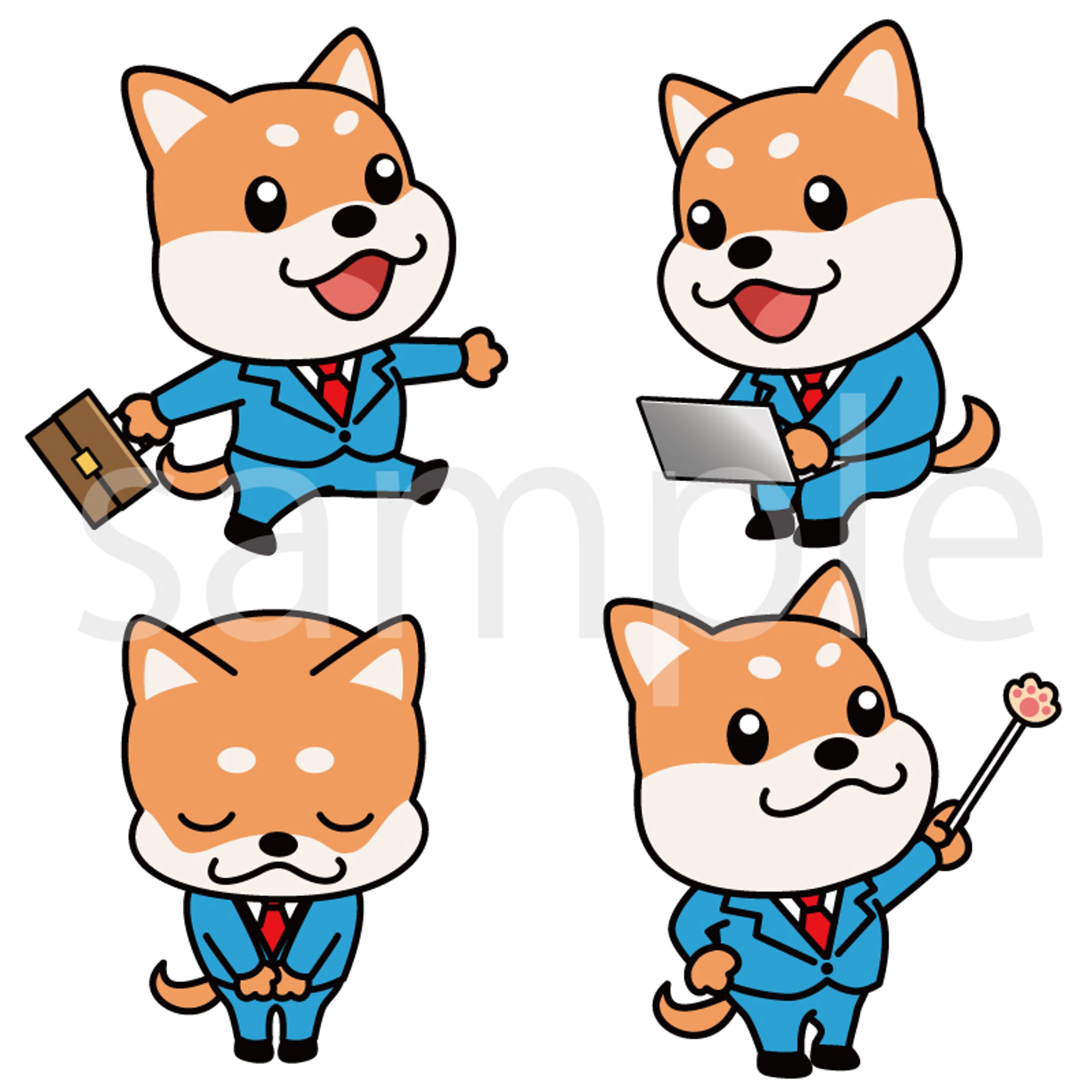 スーツを着た柴犬キャラクターイラストのご依頼