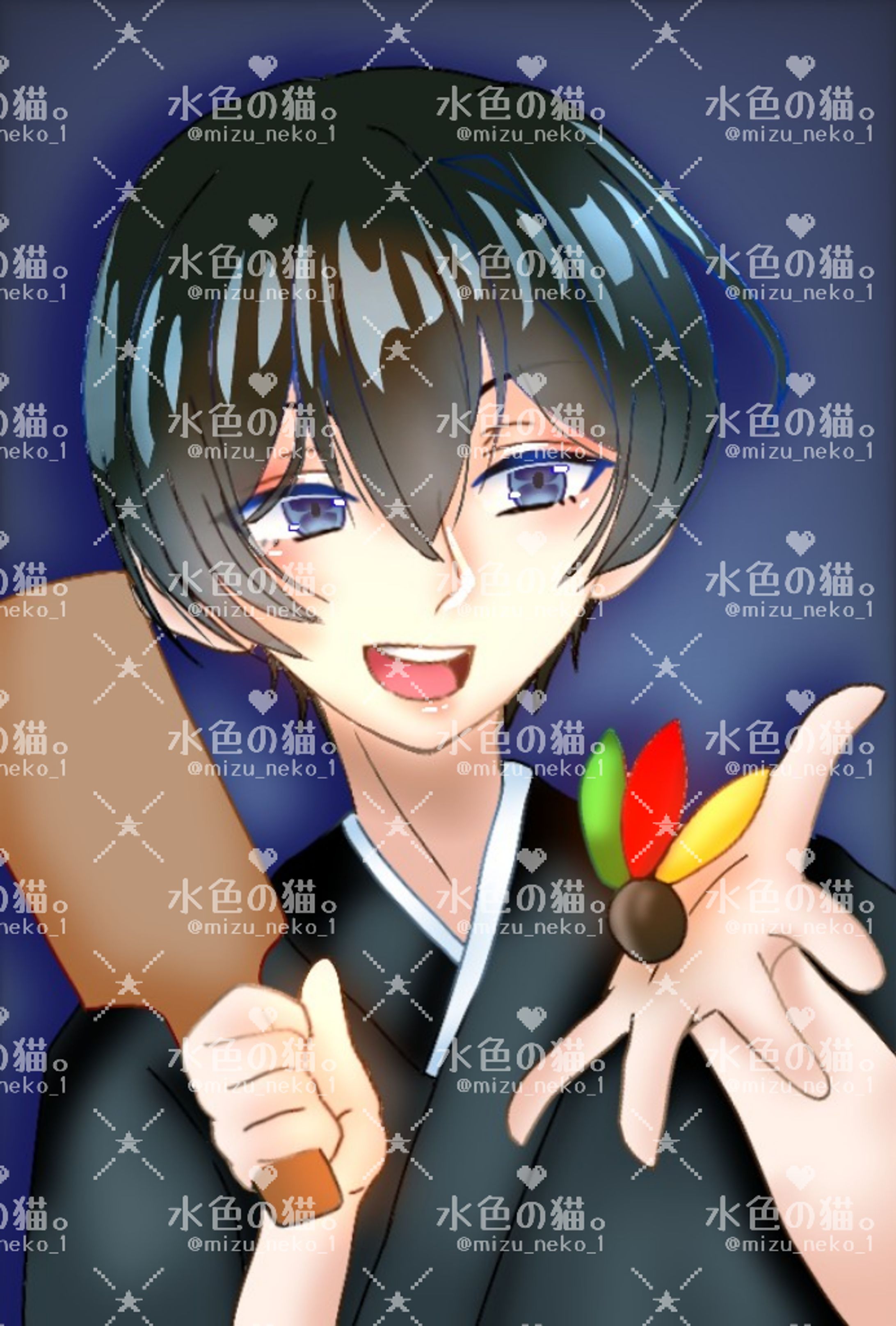 【OC】2026年賀状-羽子板持ってる少年--1