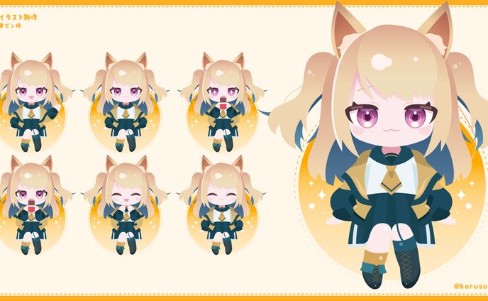 ミニキャライラスト、ローポリ