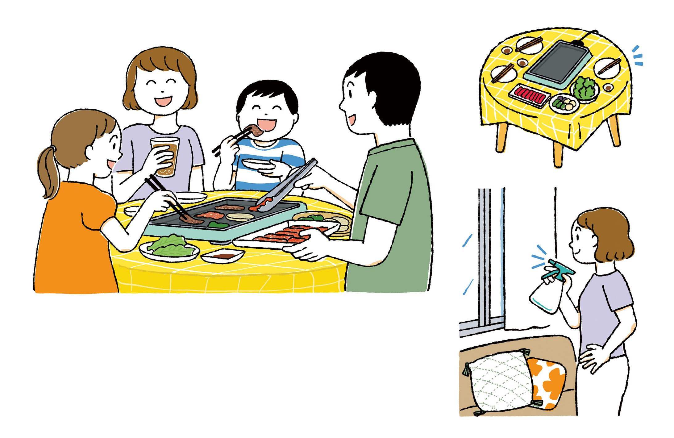 オレンジページ 2024年8月号　「おうち焼肉を楽しむコツ」イラスト-1