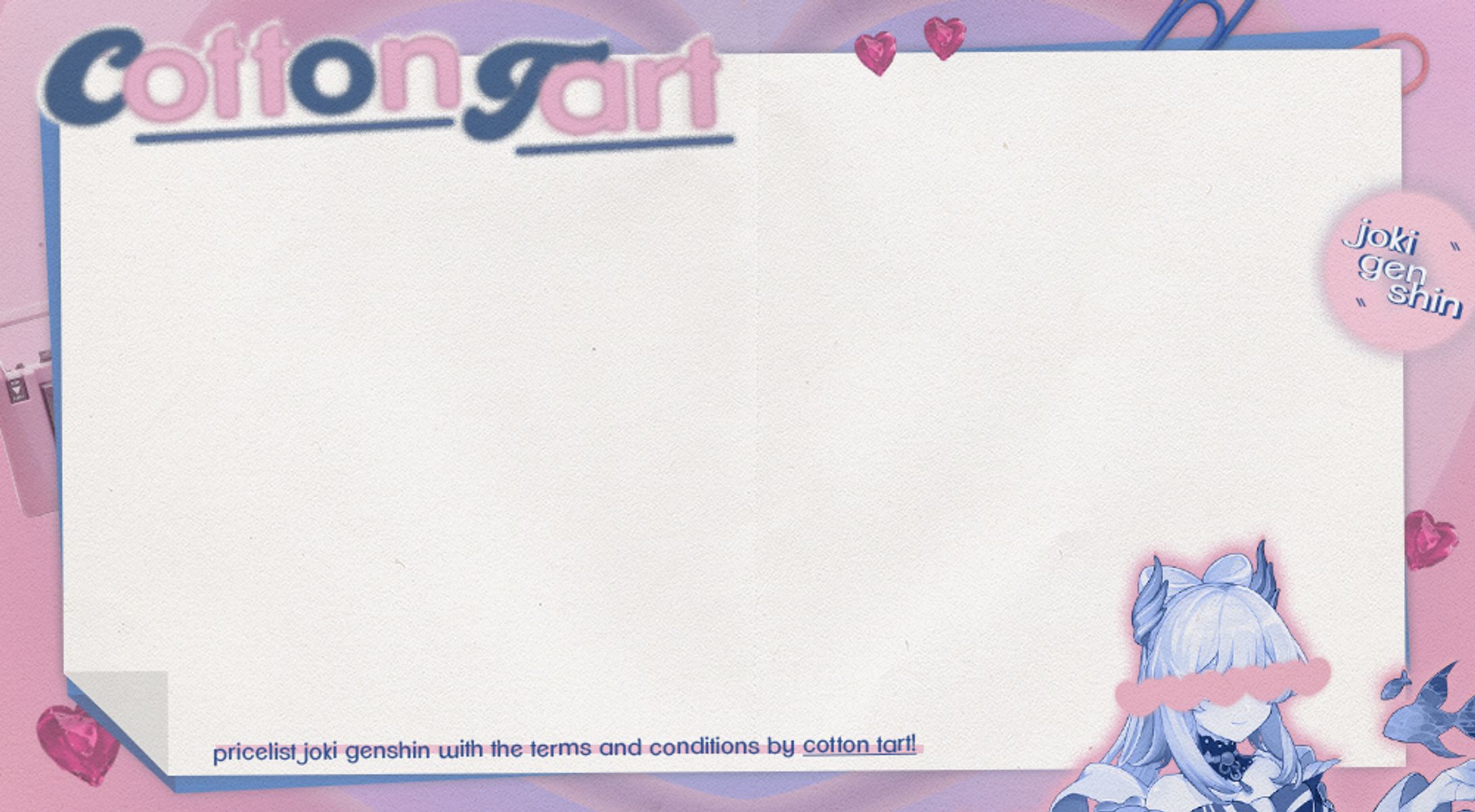 Pricelist Template & Receipt: Cotton Tart-1