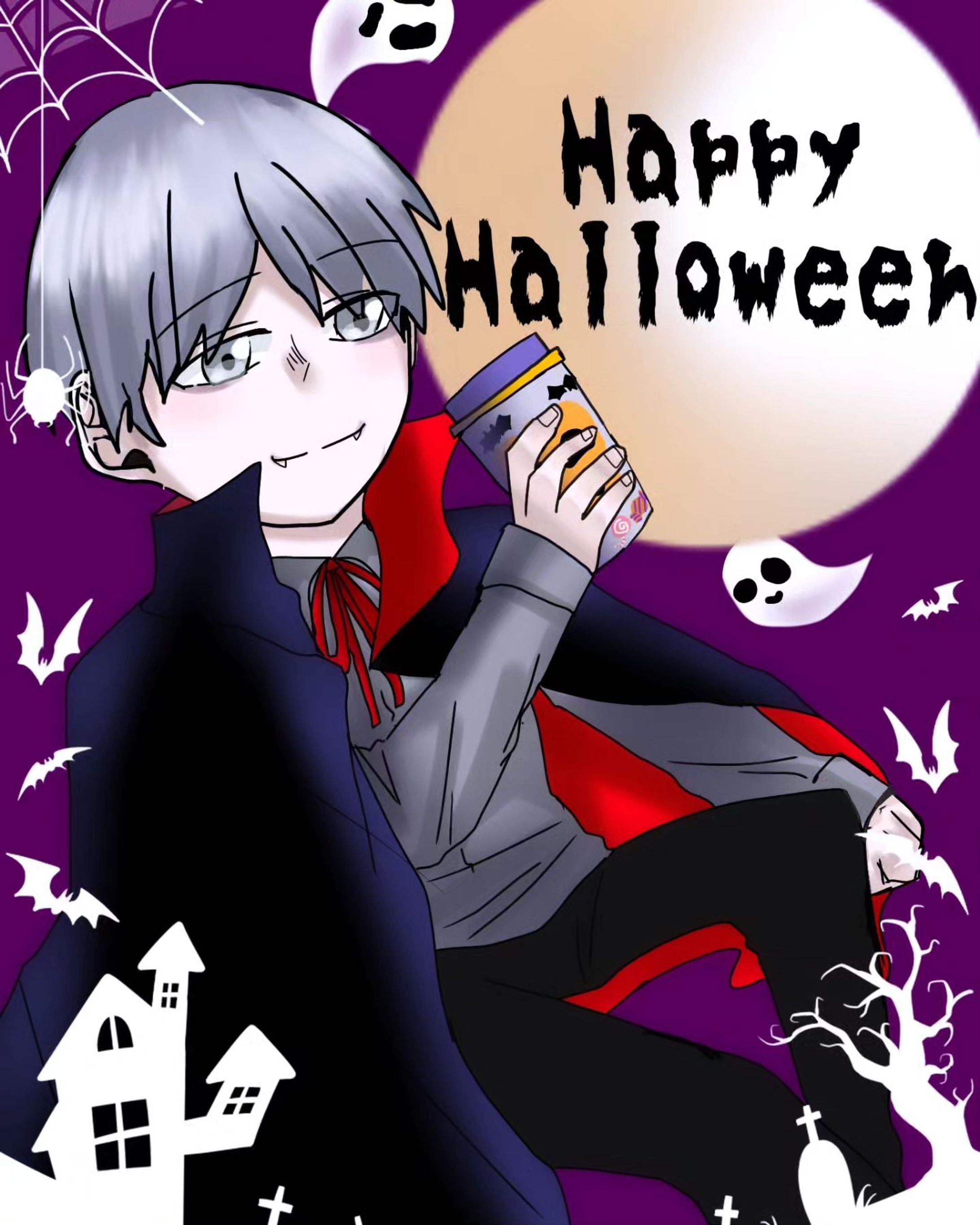 10月はハロウィンのイメージなので、ドラキュラ(ｺｽﾌﾟﾚ)のオリキャラを描いてみました！⁡⁡
⁡⁡
⁡ #オリキャライラスト  #自創作  #創作男子  #ハロウィンイラスト  #happyhalloween🎃👻 #いらすとぐらむ
 #illustration  #Illust ⁡-1