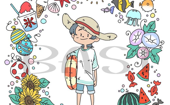 【ぬりえっこ！8月】塗り絵イラスト