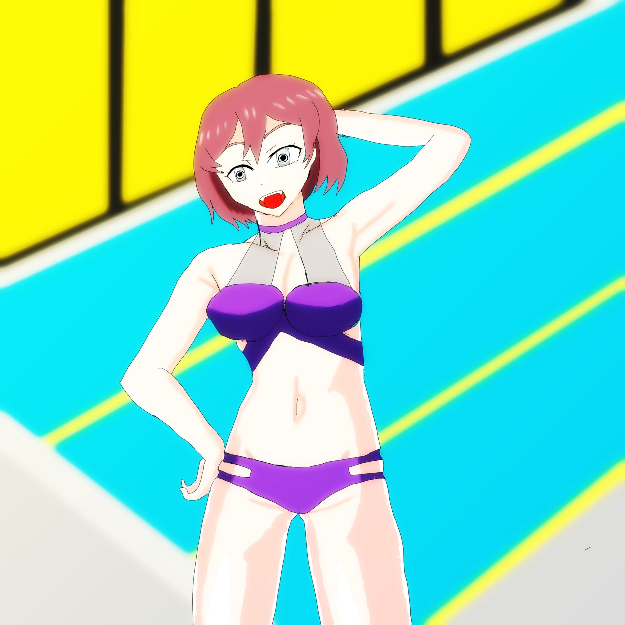 水着のムジナさん-1