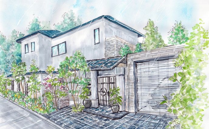 手描き外構パース