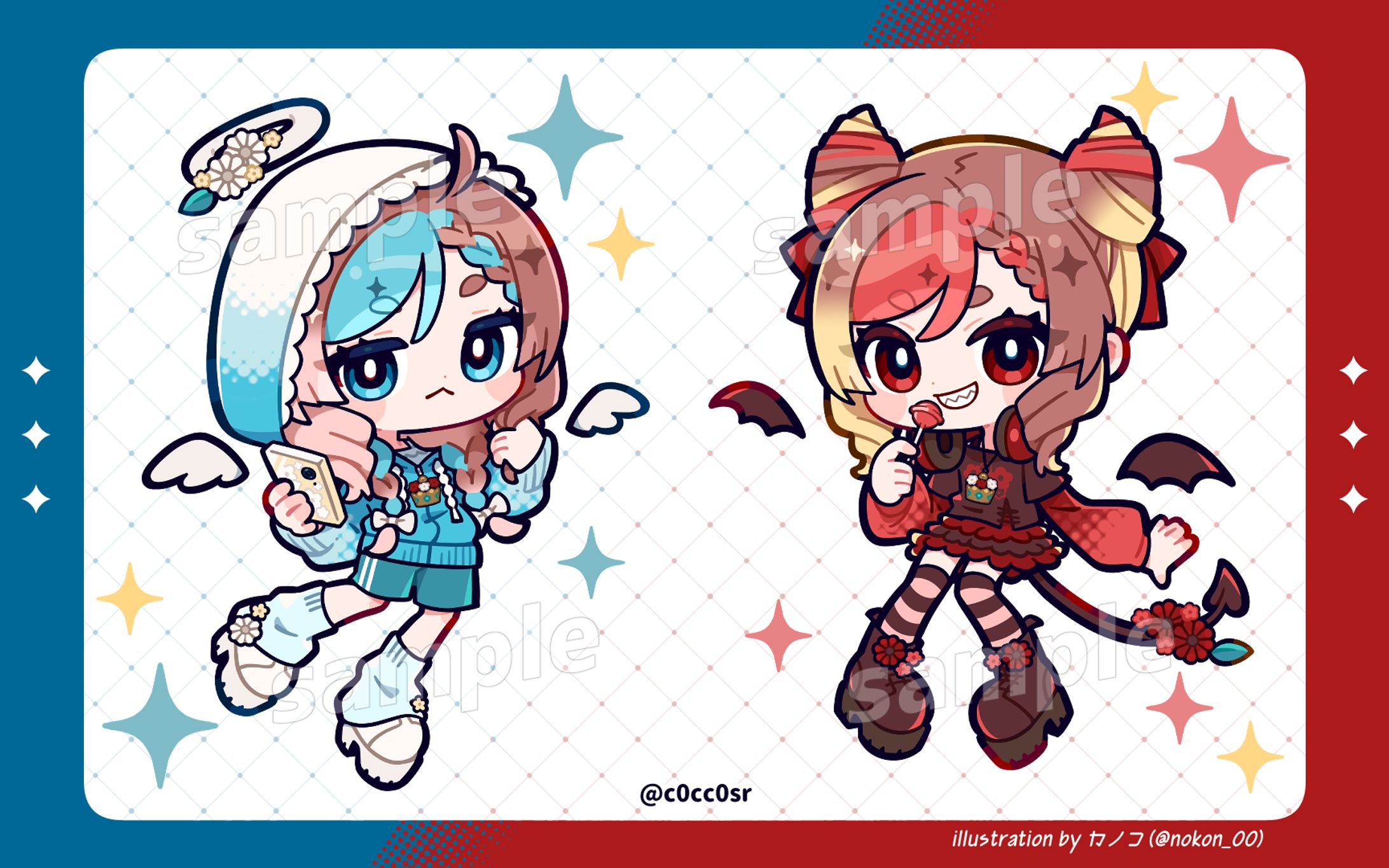 【works】ここあずきっこ様 天使と小悪魔ミニキャラ-1