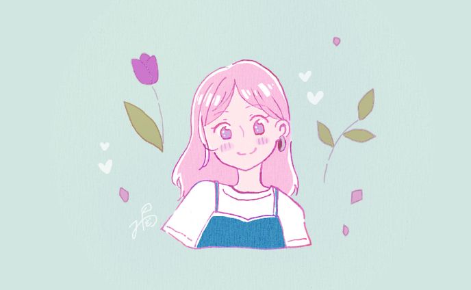 チューリップと女の子